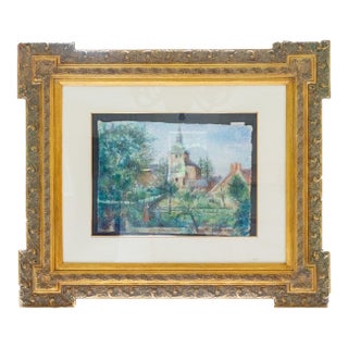Late 20th Century H. Claude Pissarro - Le Manoir De Lecy, Pastel For Sale