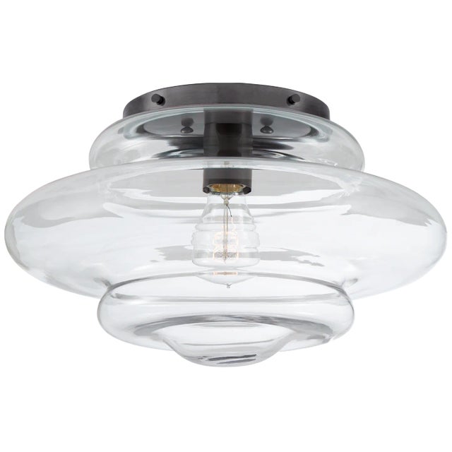 Tableau Medium Flush Mount in Bronze with Clear Glass Designer: Kelly Wearstler Canopy: 7" Round Mounting: Flush Shade...