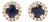 0.85ctw Diamond and Sapphire Halo Stud Earrings, 14k Yellow Gold, Width 6.8 Mm For Sale