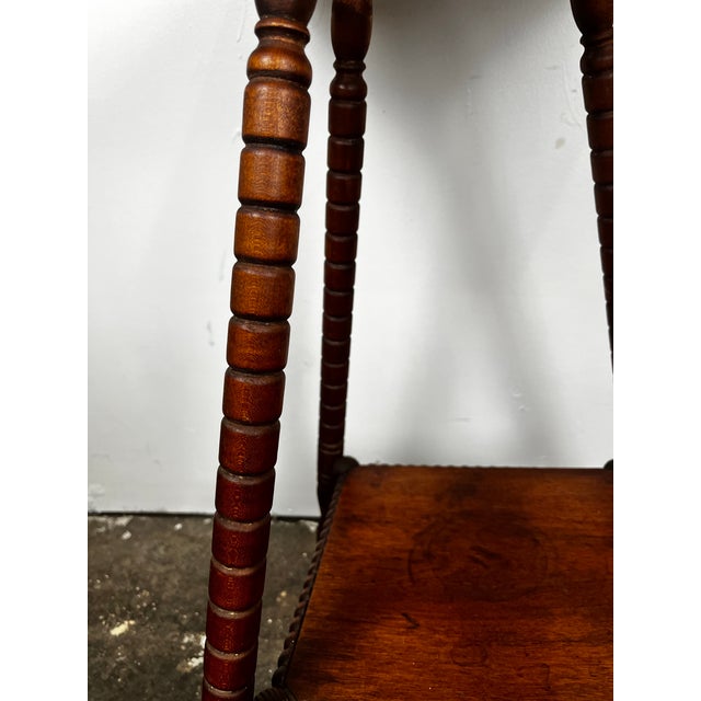 Antique Victorian Spool Bobbin Turned Leg Table For Sale - Image 12 of 13