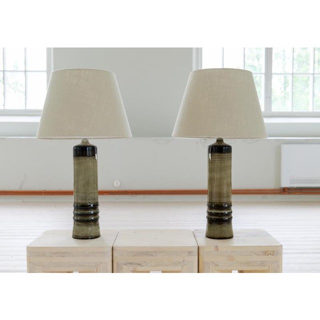 Mid-Century Modern Table Lamps in Stoneware by Olle Alberius for Rörstrand, 1970s, Set of 2 For Sale - Image 3 of 13
