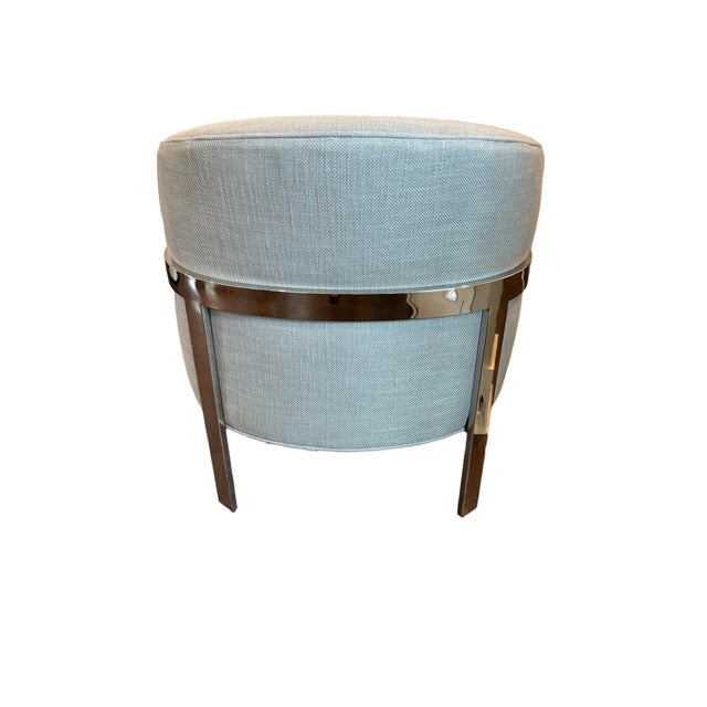 2020s Restoration Hardware Reginald Chair in an Italian Gray Weave and Chrome Base For Sale - Image 5 of 11