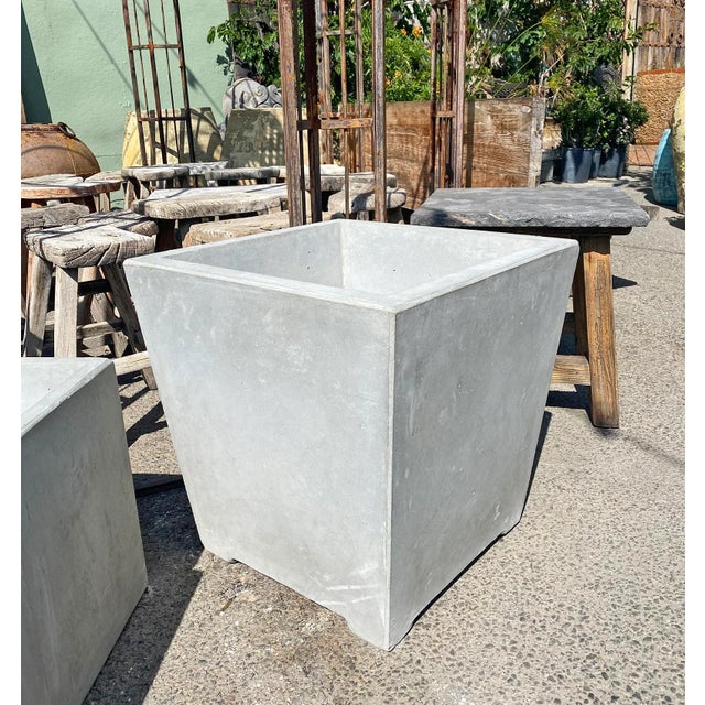 Outdoor modern square cement planter box. Includes drainage hole on bottom. Each planter will have slight variations in...