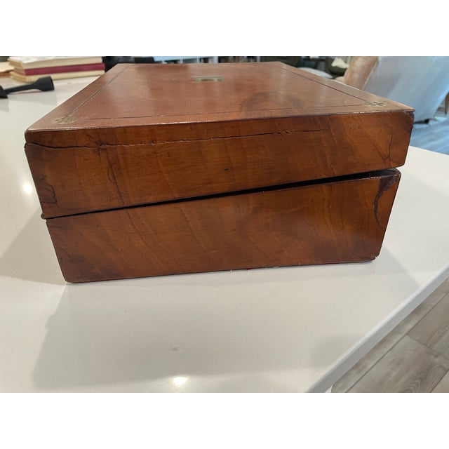 Wood Early 19th Century English Mahogany & Brass-Inlaid Writing Slope/Lap Desk For Sale - Image 7 of 18