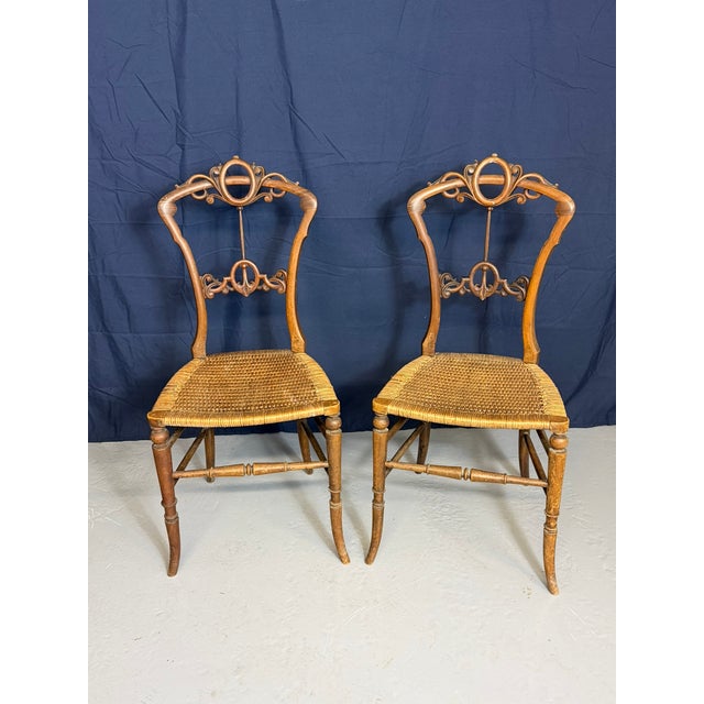 Antique Late 19th Century Victorian Walnut Bedroom Chairs, Set of 2 For Sale - Image 6 of 10