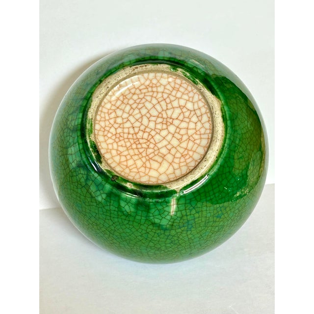 Japanese Green Asian Crackle Glaze Vase For Sale - Image 3 of 4