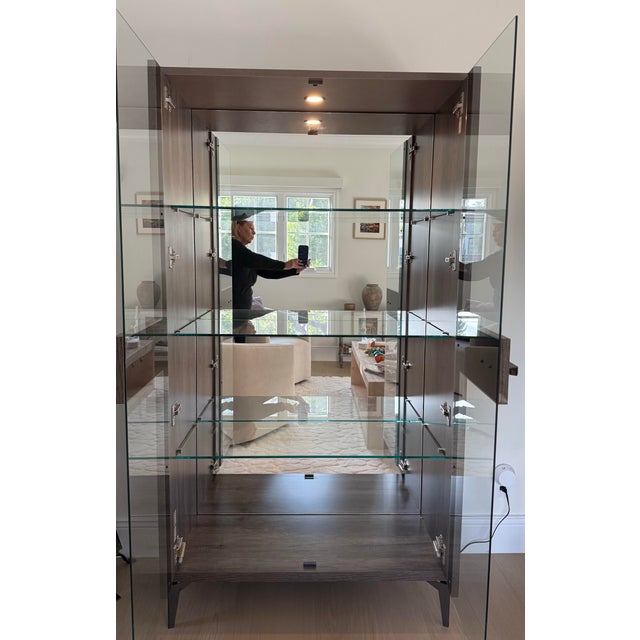 Wood Scandinavian Design Made in Italy Alf Italia Matera 2-Door Curio Oak Veneer Modern Contemporary Curio Cabinet For Sale - Image 7 of 7