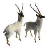 Brass Gazelle or Antelope Sculptures in Sheep Fur - a Pair For Sale