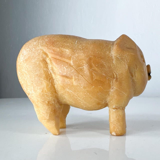 1940s Folk Art Modern Vintage Pig Castile Soap Sculpture Carving For Sale - Image 10 of 11