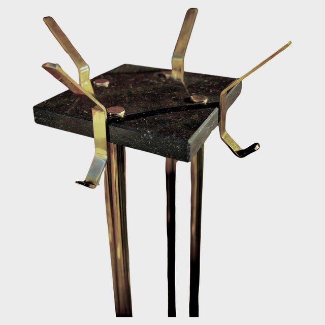 Black Large Art Deco Italian Standing Coat Rack in Brass and Black Marble, 1950s For Sale - Image 8 of 14