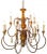 Turned Distressed Painted Rustic Gold Chandelier Overall measurements (inches) 30H x 32W x 32D. Overall Condition is New....