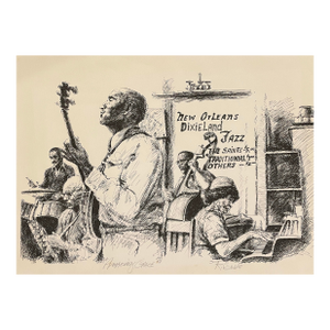 1980 Ken Burke New Orleans Jazz Lithograph