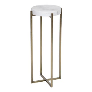 NOIR Soho Side Table in Antique Brass in Metal and Quartz For Sale
