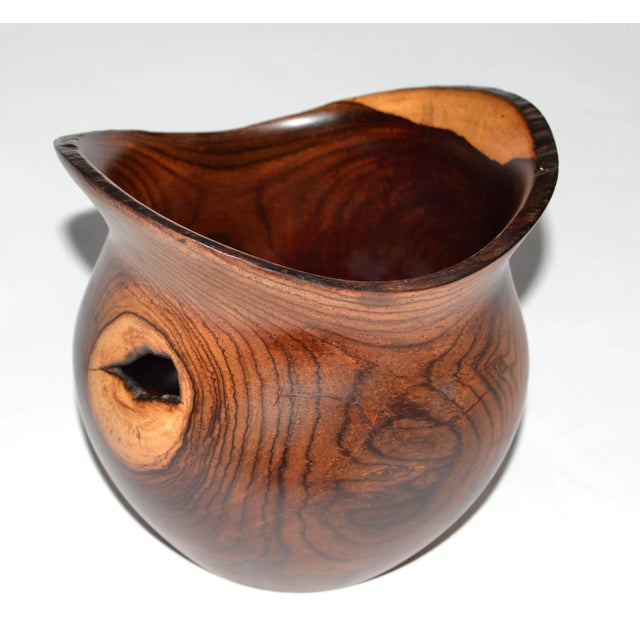 1960s Vintage Handcrafted Cockhill Crafts Style Sculptural Turned Yew Wood Vase For Sale - Image 12 of 12
