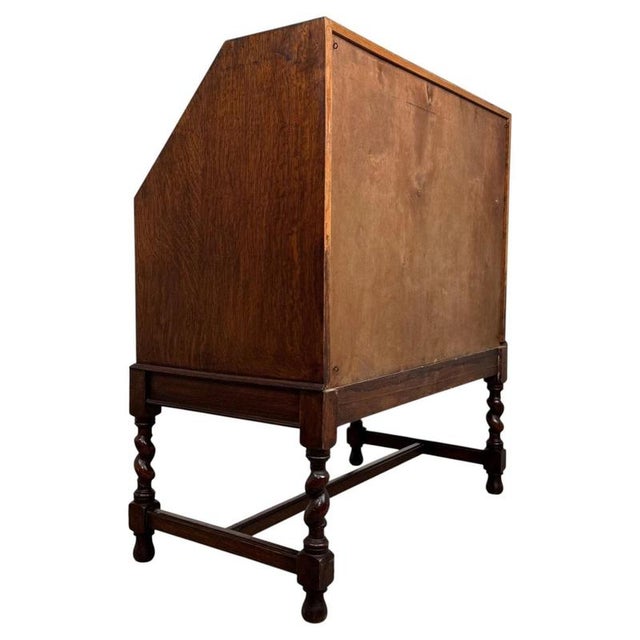 Early 20th Century Antique English Jacobean Oak Bureau For Sale - Image 11 of 14