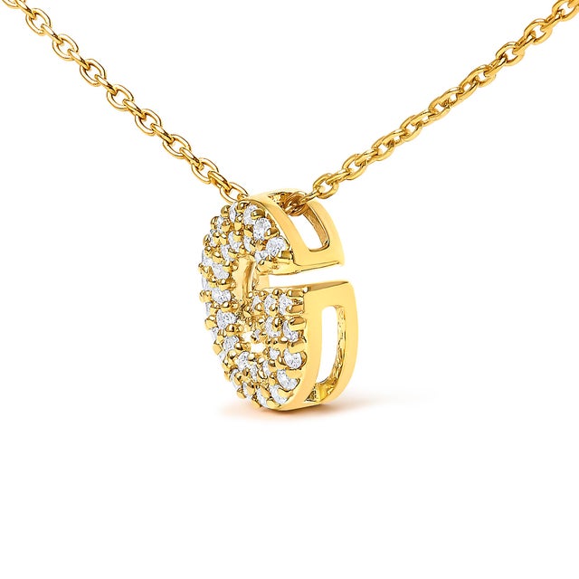 10K Yellow Gold Diamond Accent "G" Initial Bubble Pendant Necklace For Sale - Image 4 of 5