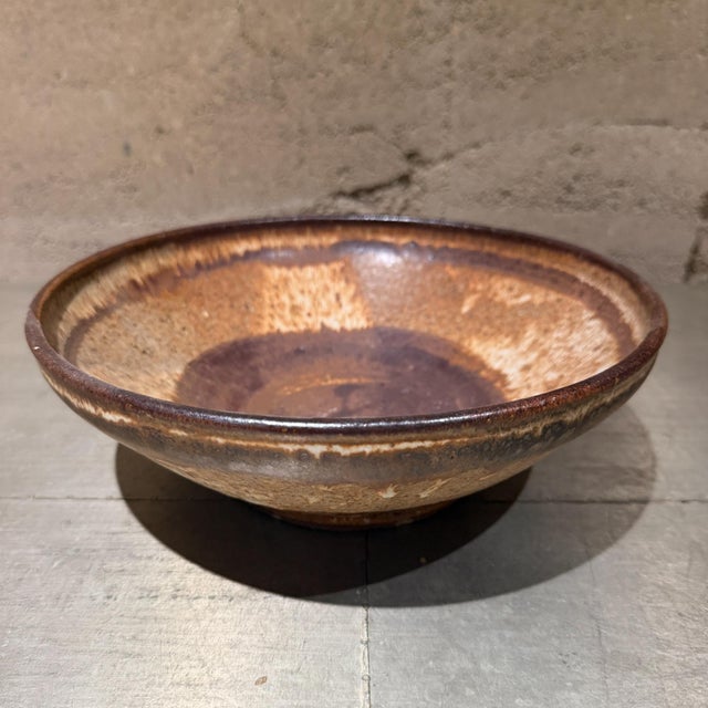 Mid-Century Modern Pottery Bowl, Brown, Signed, 10.25" Diameter, 1970s For Sale - Image 10 of 10