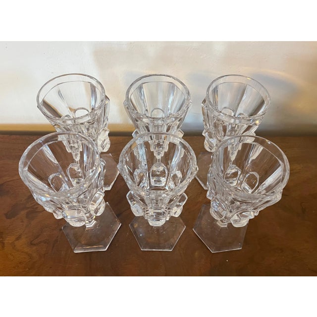 Glass Antique 19th Century American Classical Flint Crystal Raised Panel Wine Glasses- Set of 6 For Sale - Image 7 of 13