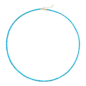Tiny Turquoise Tube Gold Station Necklace