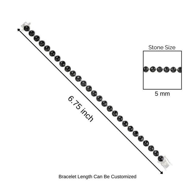 Natural Black Star Cabochon Gemstone Modern Tennis Bracelet in 925 Silver For Sale - Image 9 of 11