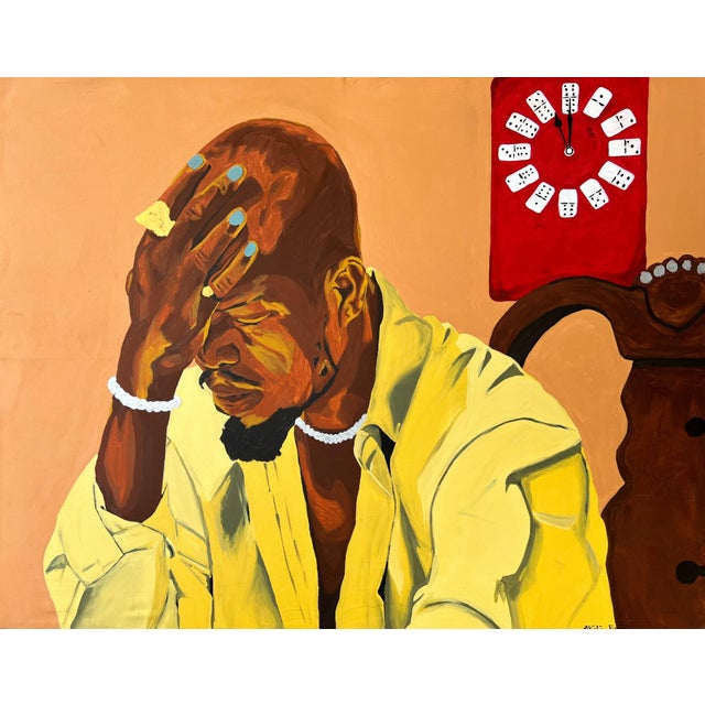 Me, Every Other Hour, Unique Contemporary Painting by Emmanuel Akolo (2023) , Acrylic on Canvas For Sale