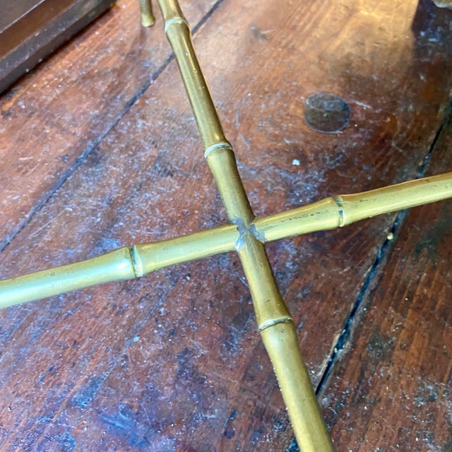 1960s Pair of Maison Bagues Style Faux Bamboo Solid Brass Side Tables For Sale - Image 5 of 8