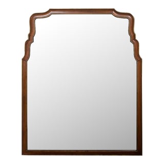 Large Antique Queen Anne Style Fruitwood and Parcel-gilt Mirror For Sale
