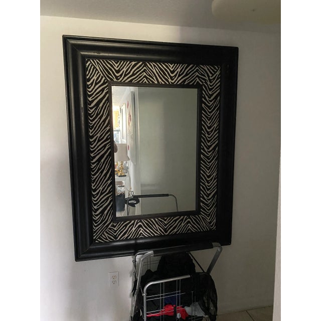 1970s Large Anthony Redmille Style Faux Zebra Mirror For Sale - Image 4 of 9