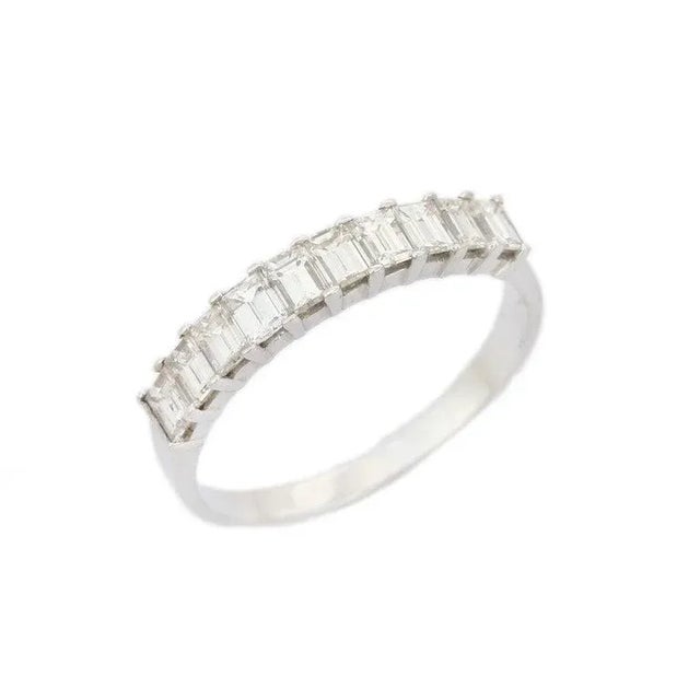 French Modern Style Diamond With Claws 18k Gold Wedding Band Size 7 For Sale - Image 4 of 16