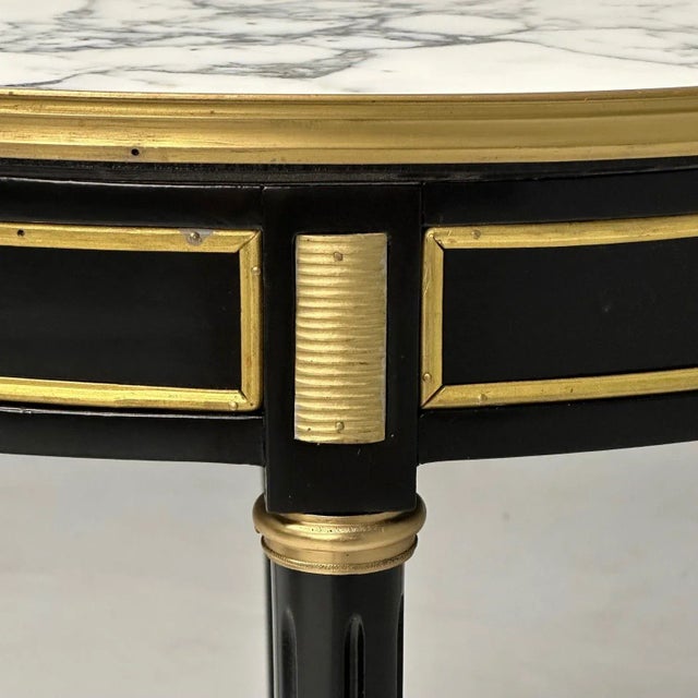 Hollywood Regency, Louis XVI Style, Bouiliotte End Tables, Black Paint, Bronze For Sale - Image 9 of 12