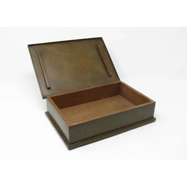 Vintage Silver Crest Bronze Humidor With Sterling Silver Overlay Decoration For Sale - Image 4 of 13