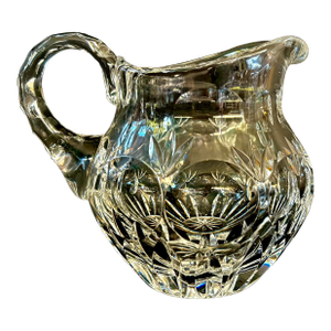 Vintage Crystal Jug by Gorham in Bamberg Pattern With Thumbprint & Fan Vertical Cuts