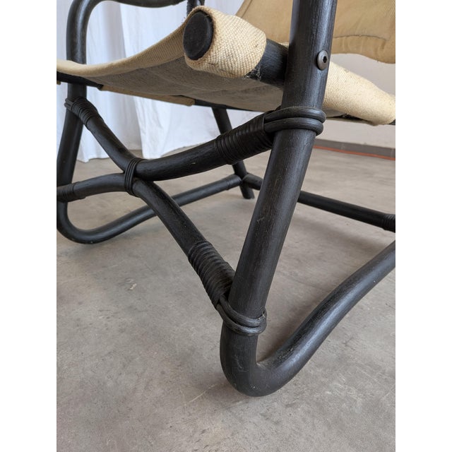 Vintage Espri Safari Lounge Chair in Black Bamboo and Beige Fabric, 1970s For Sale - Image 11 of 18