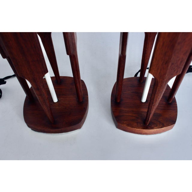Tall Tony Paul for Westwood Walnut & White "Catkin" Table Lamps, 1950s - A Pair For Sale - Image 13 of 17