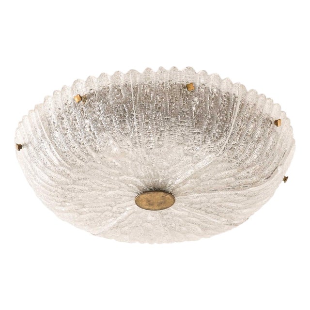 Scandinavian Modern Ceiling Lamp in Brass and Glass attributed to Carl Fagerlund, 1960s For Sale