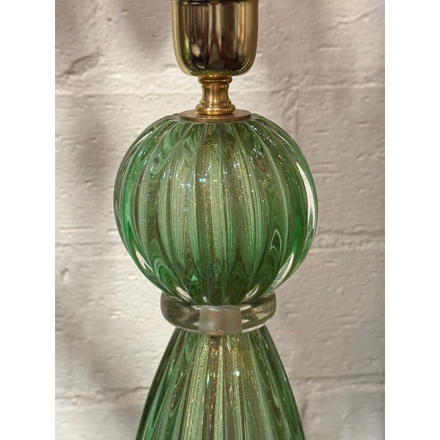Modern Green Murano Glass Lamps - Pair For Sale - Image 9 of 9