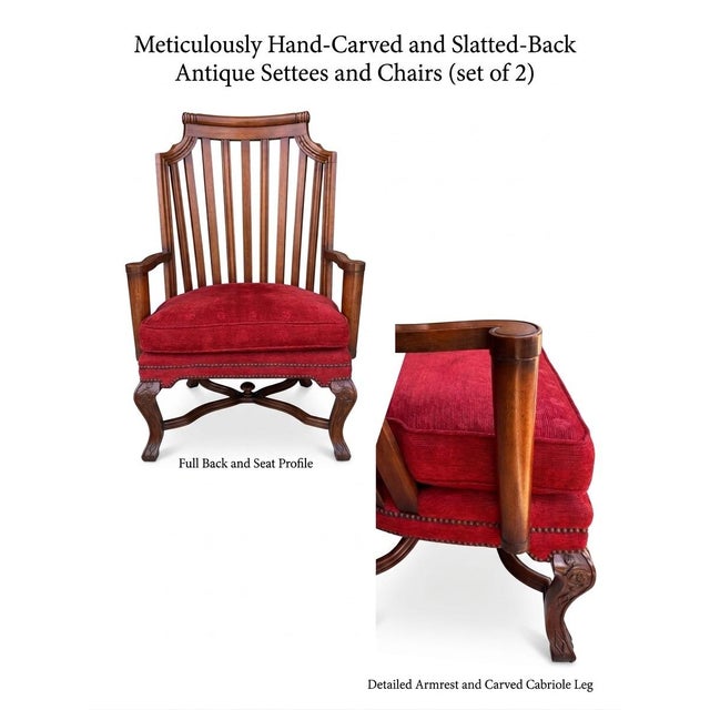 Wood Rare Vintage Authentic Baker Furniture Pieces! Pair of High-Back Mahogany Spindle Armchairs For Sale - Image 7 of 11