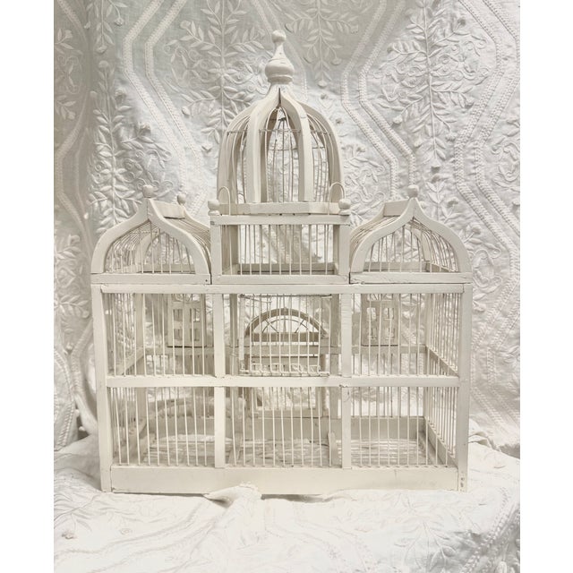 1960s 1960s Architectural White Decorative Birdcage With Domed Pavilion Silhouette For Sale - Image 5 of 6