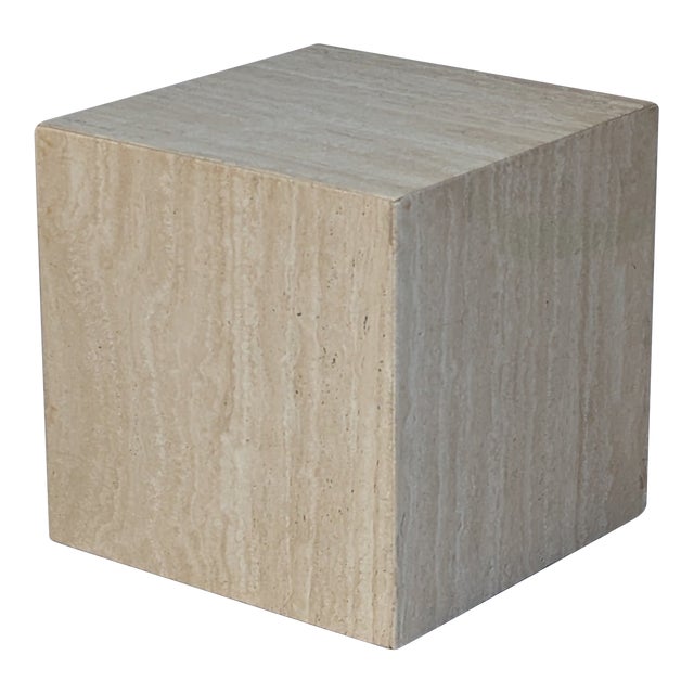 Late 20th Century Travertine Cube Side Table For Sale