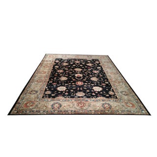 Traditional Handmade Knotted Black Earth Tone Colors Wool Rug - 10′ × 13′4″ - Size Cat. 10x14 For Sale