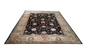 Traditional Handmade Knotted Black Earth Tone Colors Wool Rug - 10′ × 13′4″ - Size Cat. 10x14