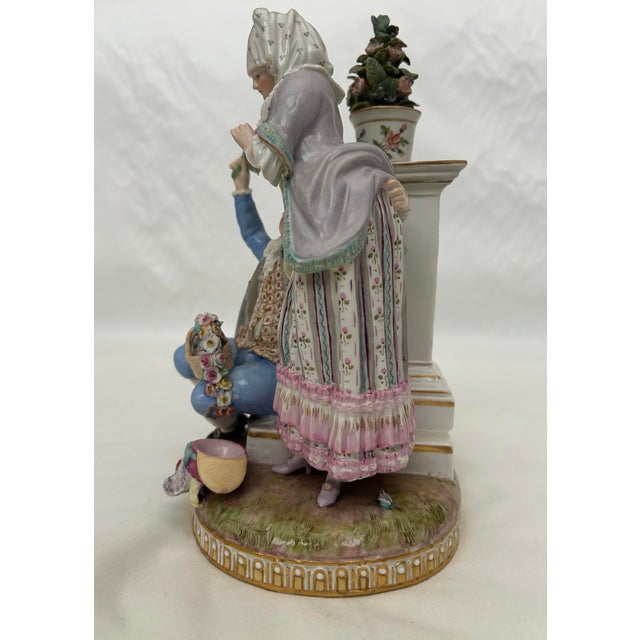 Meissen Porcelain Meissen Porcelain Courting Couple Romantic Gallant Scene For Sale - Image 4 of 5