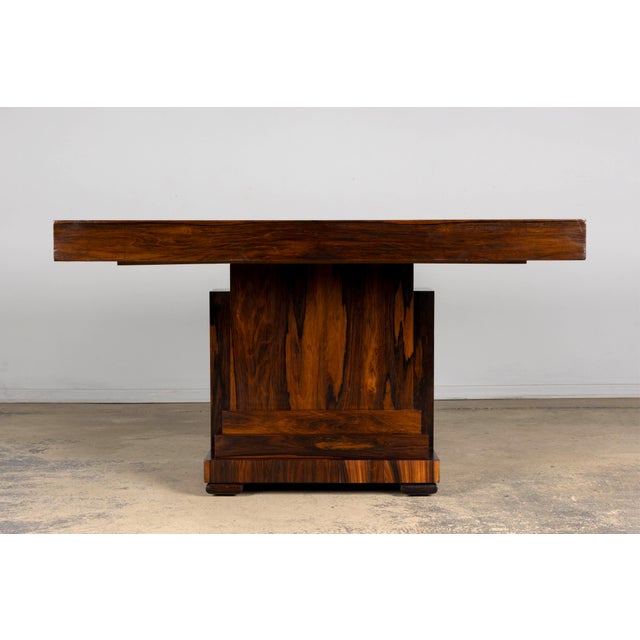 1930s French Art Deco Square Rosewood Dining Table With Architectural Pedestal Base For Sale - Image 15 of 18