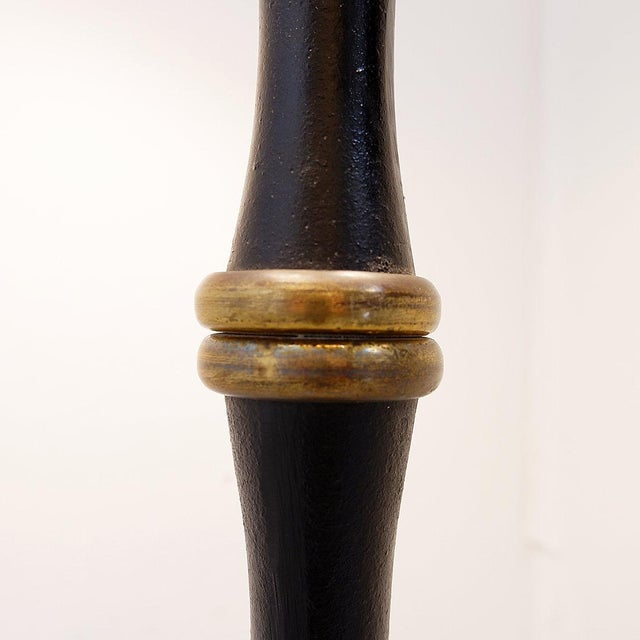 Tripod Floor Lamp in Wrought Iron and Brass with Bamboo-Style Stem For Sale - Image 13 of 16