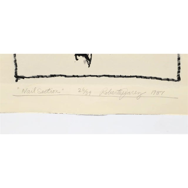 Abstract Large Roberto Juarez 1987 Minimalist Still Life Lithograph of Driving Platform, Nail Section, Tea Bowl For Sale - Image 3 of 5