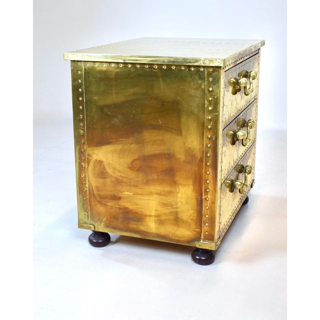 Sarreid Ltd. Serried Spain Brass Clad Chest, Nightstand, 1970's For Sale - Image 4 of 14