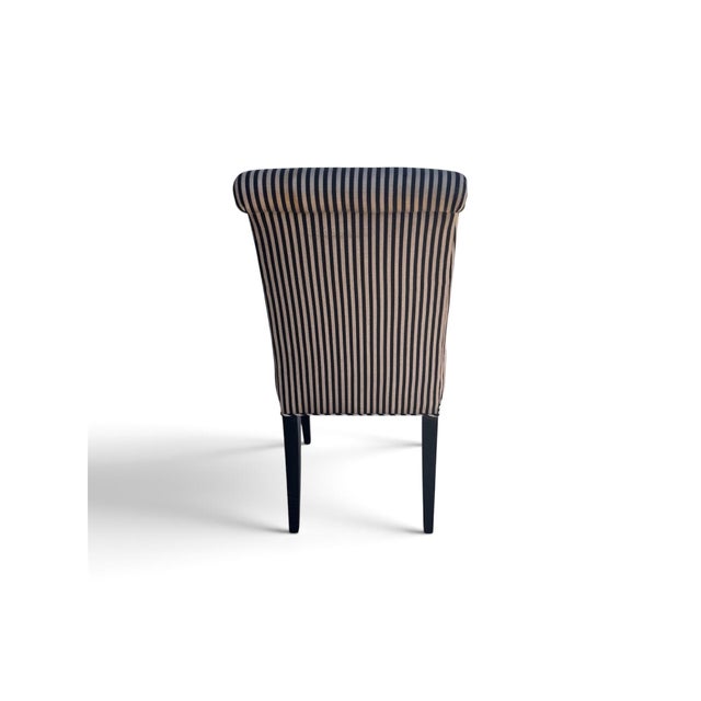 Late 20th Century Set of Four Contemporary Striped Parsons-Style Dining Chairs For Sale In Miami - Image 6 of 9