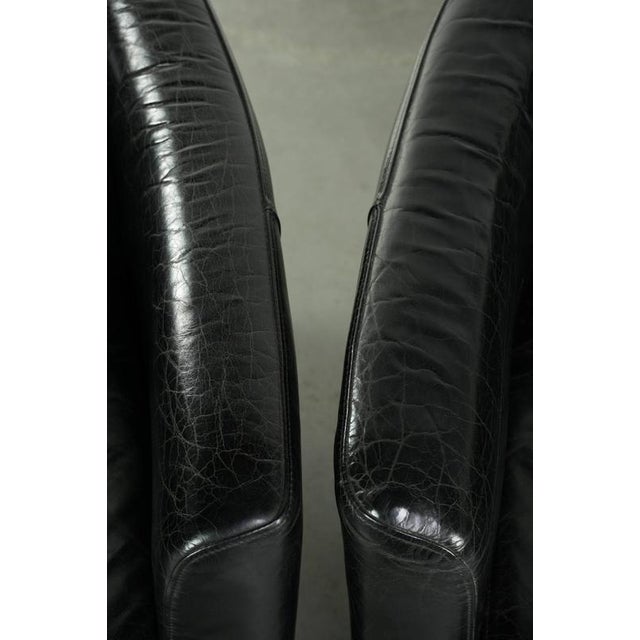 Black Black Cowhide Aviator Armchairs, Set of 2 For Sale - Image 8 of 14