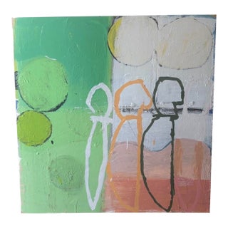 Abstract Mixed Media Painting on Board by Artist Jonczyk, 32” X 32” For Sale