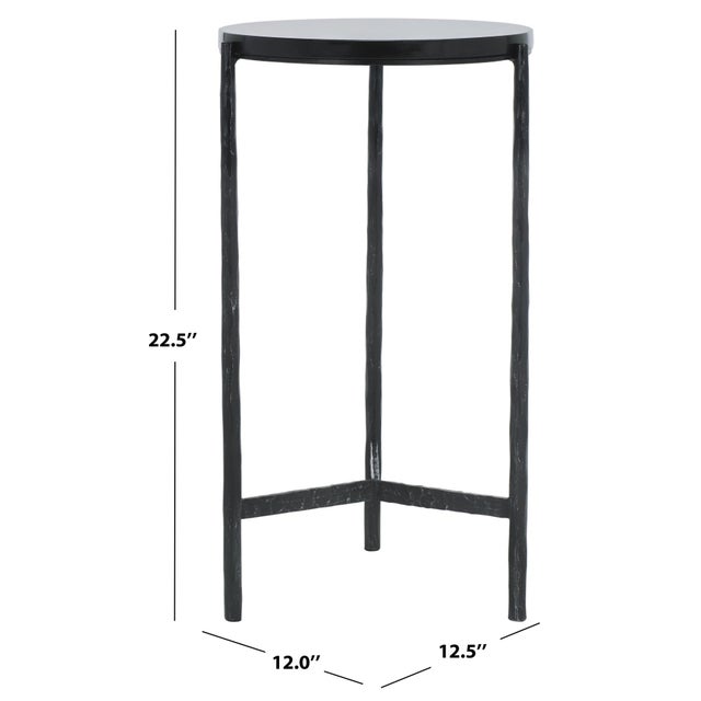 Industrial Marylou Marble Top Drink Table in Black with Black Marble TOp For Sale - Image 3 of 8